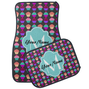 Cute Cupcakes Custom Monogram Car Mats