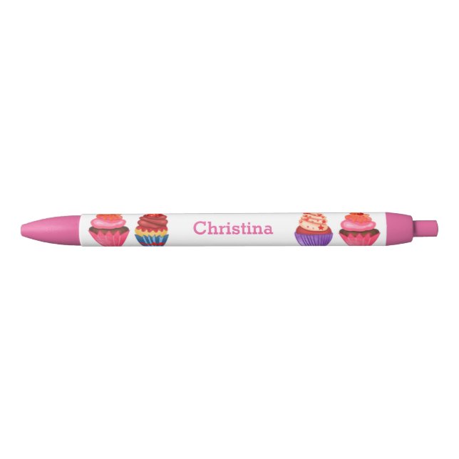 Cute Cupcakes Custom Name Pink Pen A12 (Front)