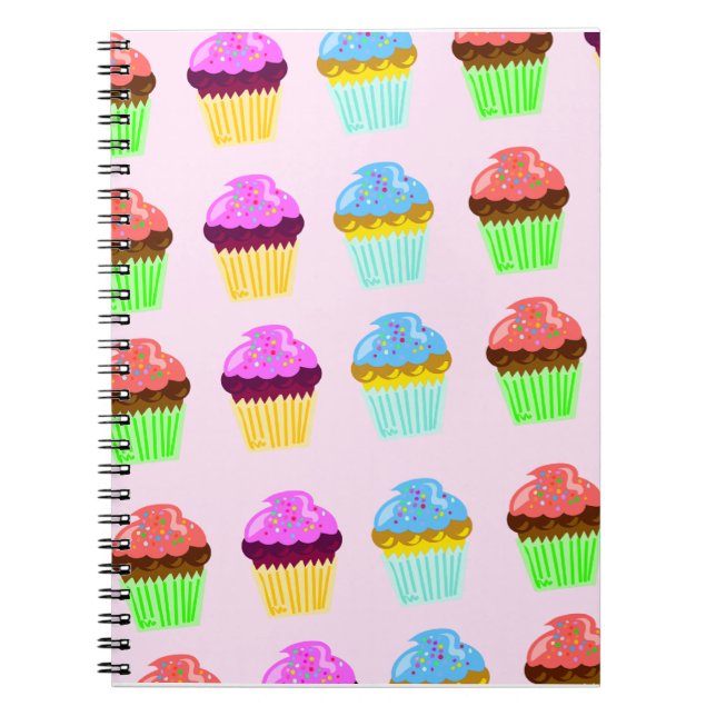 Cute Cupcakes Deluxe Pattern Notebook (Front)