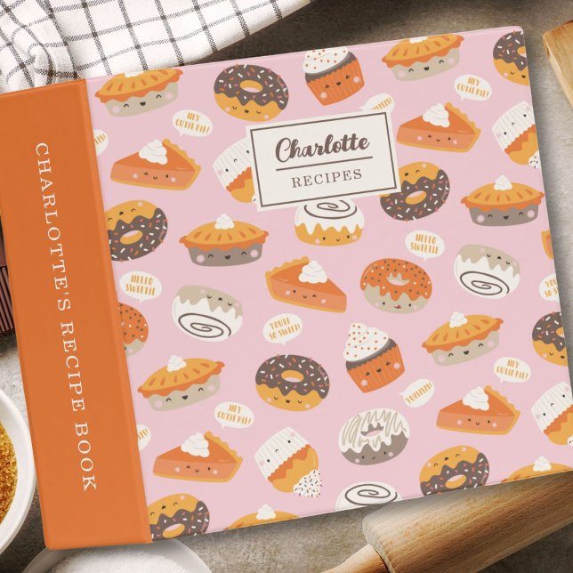 Cute Cupcakes, donuts and pies recipe 3 Ring Binder (Creator Uploaded)