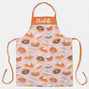 Cute cupcakes, donuts and pies with name apron