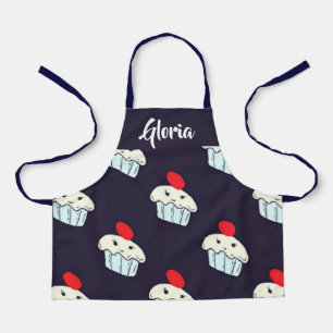 Cute cupcakes on blue apron