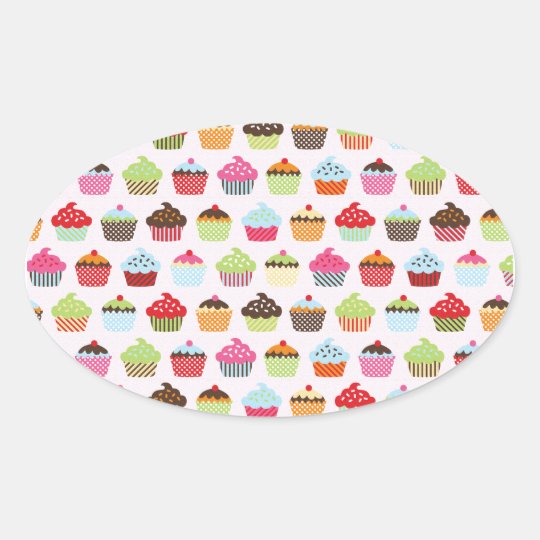 Cute Cupcakes Oval Sticker