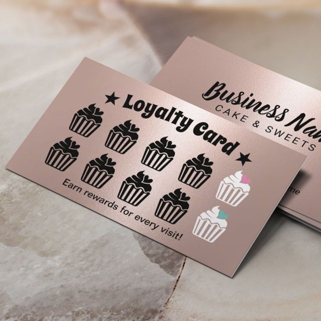 Cute Cupcakes Pastry Bakery Rose Gold Loyalty (Creator Uploaded)