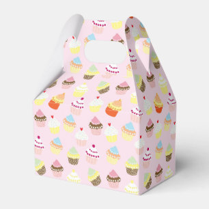 Cute Cupcakes Pattern Pastel Pink Favor Boxes