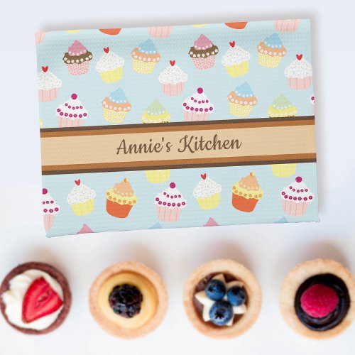 Cute Cupcakes Personalized Kitchen Towel