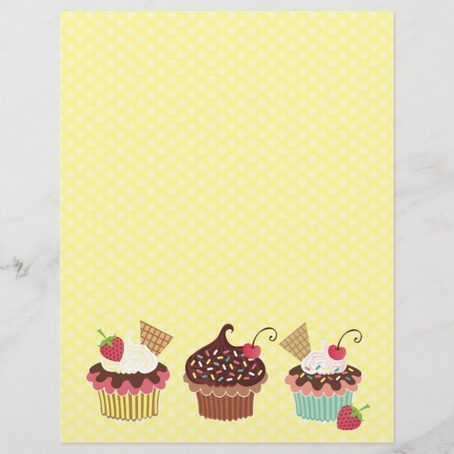 Cute Cupcakes Polkadots Letterhead (Front)