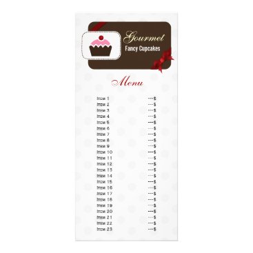 cute cupcakes red bakery menu rack cards