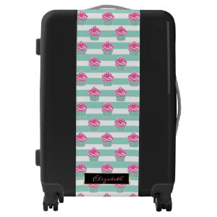 Cute Cupcakes, Stripes- Personalized Luggage