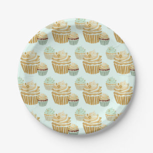 Cute Cupcakes Wedding Party Cupcake Mint Brown Paper Plates