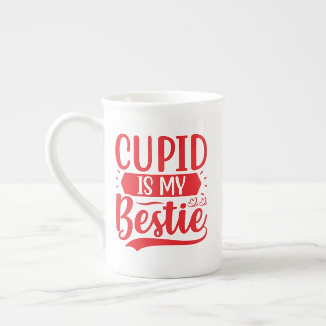 Cute Cupid Bestie Love Design-64504 Bone China Mug (Left)