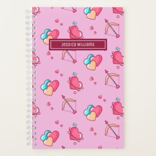 Cute Cupid Bow and Arrow Heart Pattern Retro Love Notebook