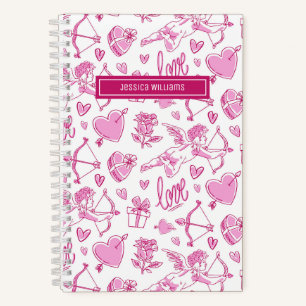 Cute Cupid Bow Arrow Heart Pattern Vintage Love Notebook