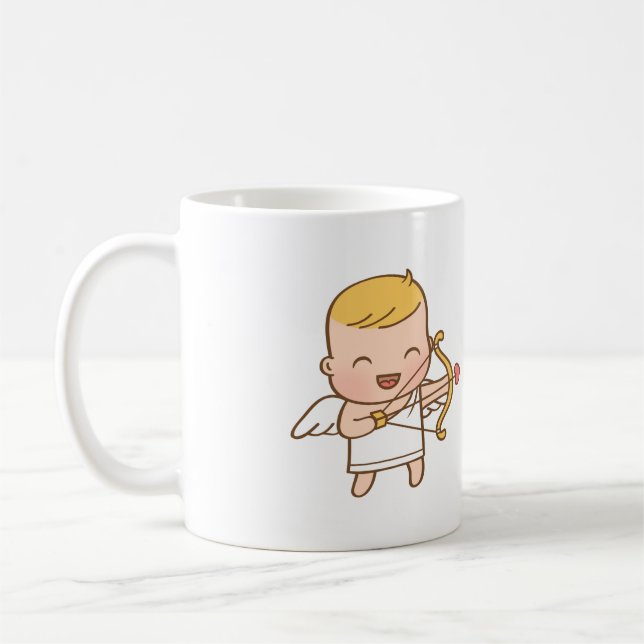Cute Cupid Bow Shoots Love Arrow Valentines Day Coffee Mug (Left)