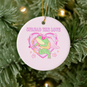 Cute Cupid Frog - Spread the Love Ceramic Ornament