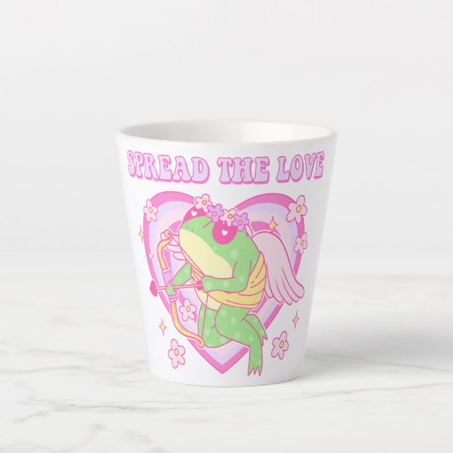 Cute Cupid Frog - Spread the Love Latte Mug (Front)