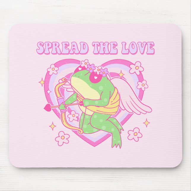 Cute Cupid Frog - Spread the Love Mouse Pad (Front)