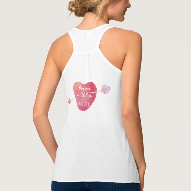 💘Cute Cupid Love Custom Name, Year   Tank Top (Back)