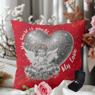 Cute Cupid My Heart is Yours My Love Throw Pillow