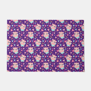 Cute Cupid Pig Whit Hearts Pattern Doormat