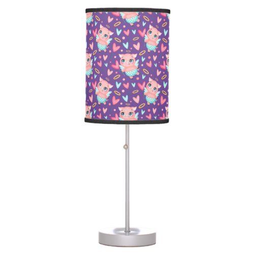 Cute Cupid Pig Whit Hearts Pattern Table Lamp