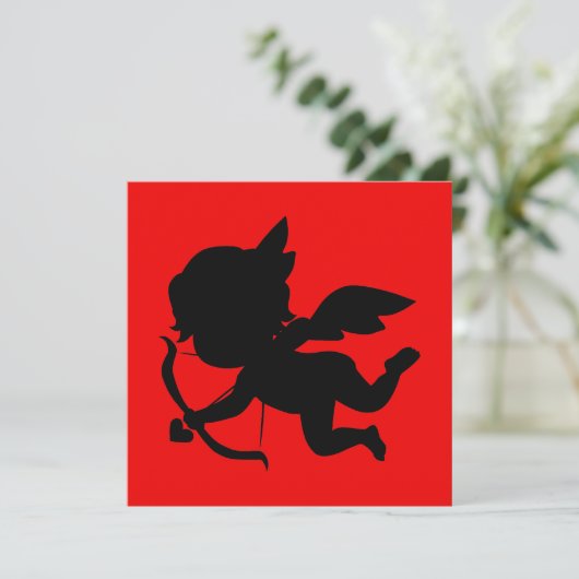Cute Cupid Silhouette on Red (Standing Front)
