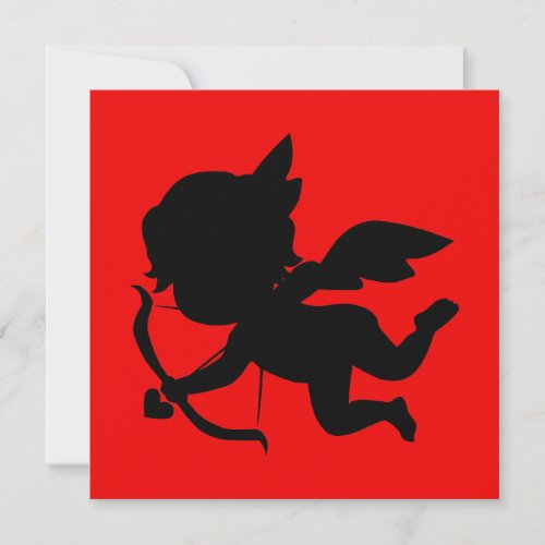 Cute Cupid Silhouette on Red Invitations