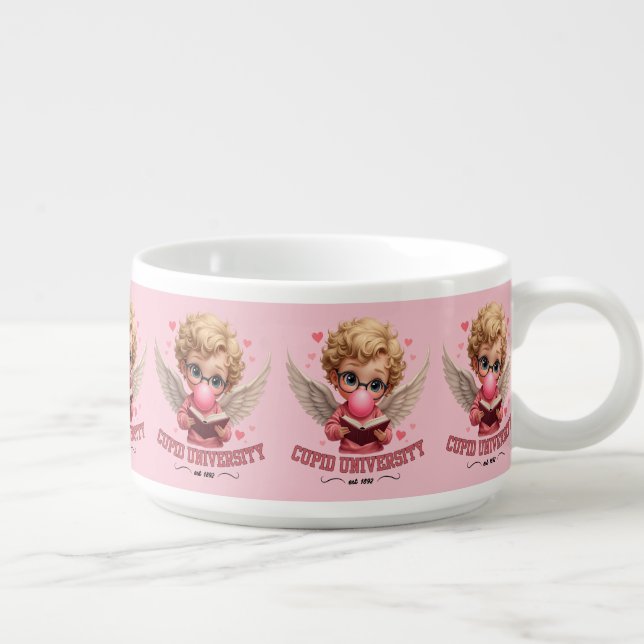 Cute Cupid University Bubblegum Angel Aesthetic Bowl (Left)