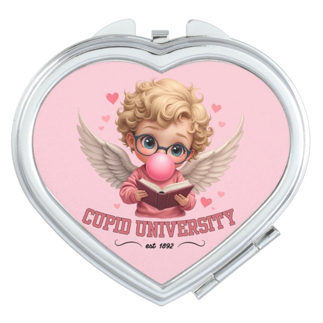 Cute Cupid University Bubblegum Angel Aesthetic Compact Mirror (Front)