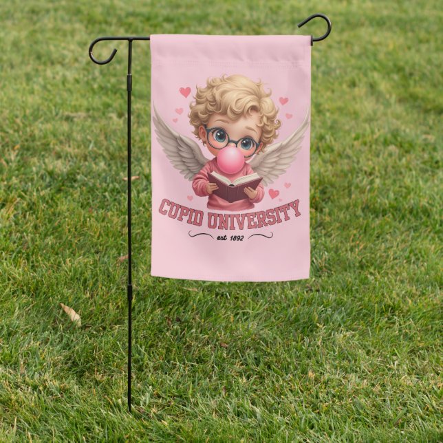 Cute Cupid University Bubblegum Angel Aesthetic Garden Flag (In SItu)