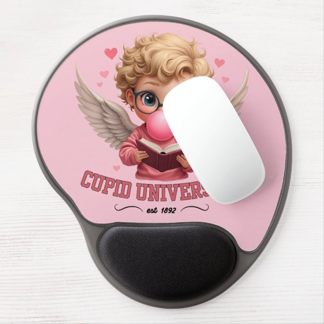 Cute Cupid University Bubblegum Angel Aesthetic Gel Mouse Pad (Left Side)
