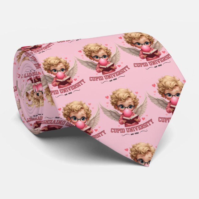 Cute Cupid University Bubblegum Angel Aesthetic Neck Tie (Rolled)