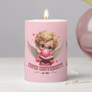 Cute Cupid University Bubblegum Angel Aesthetic Pillar Candle