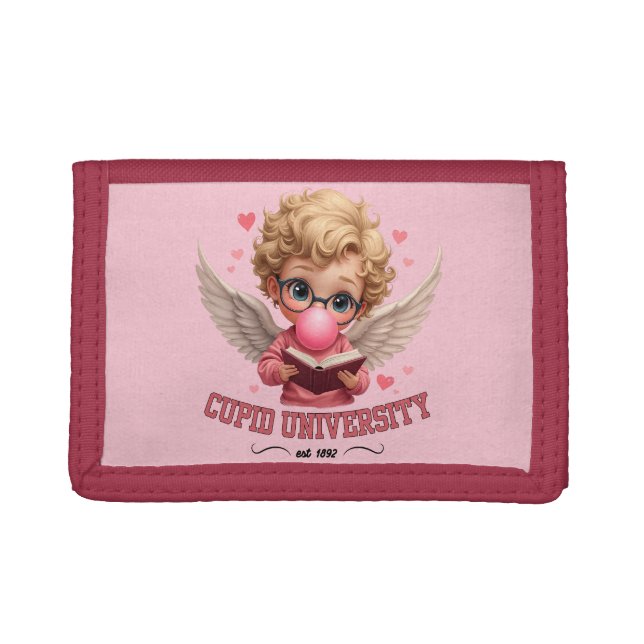 Cute Cupid University Bubblegum Angel Aesthetic Trifold Wallet (Front)