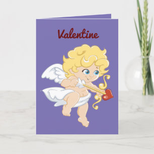 Cute Cupid Valentine Folded Holiday Card