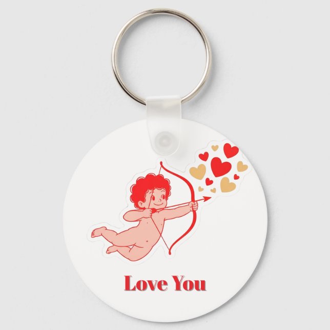 Cute Cupid With Bow And Arrow Keychain (Front)