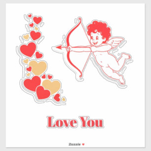 Cute Cupid With Bow And Arrow Sticker