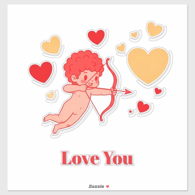 Cute Cupid With Bow And Arrow Sticker (Sheet)