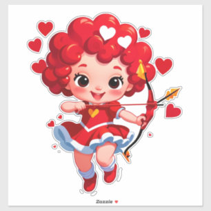 Cute Cupid With Bow And Arrow Sticker