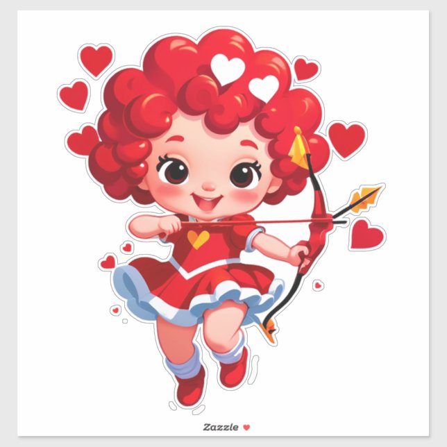 Cute Cupid With Bow And Arrow Sticker (Sheet)