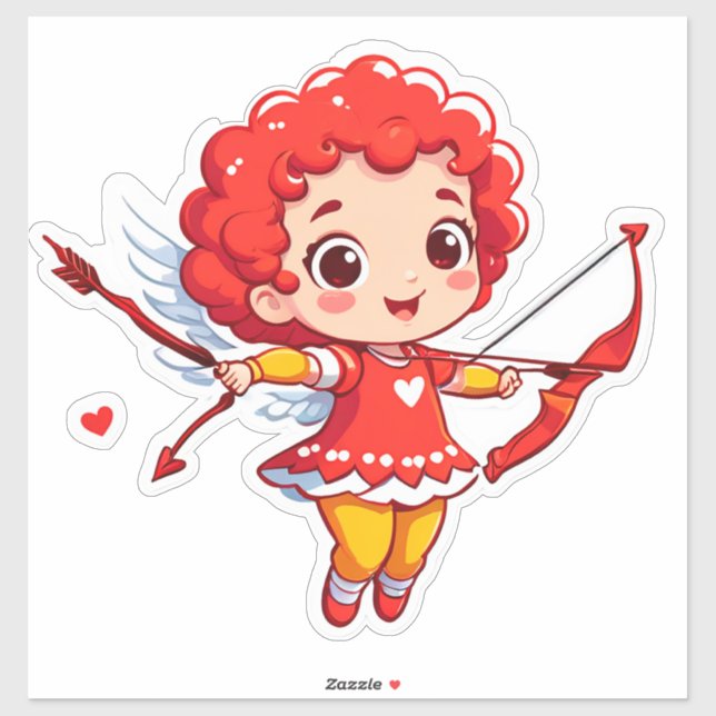 Cute Cupid With Bow And Arrow Sticker (Sheet)
