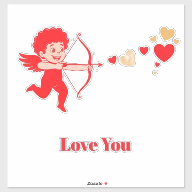 Cute Cupid With Bow And Arrow Sticker (Sheet)