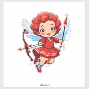 Cute Cupid With Bow And Arrow Sticker
