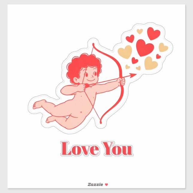 Cute Cupid With Bow And Arrow Sticker (Sheet)