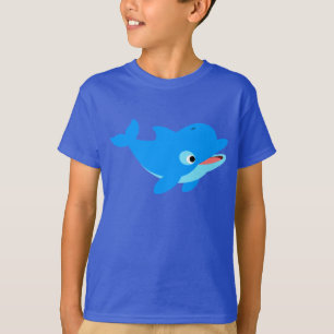 Cute Curious Cartoon Dolphin Children T-Shirt