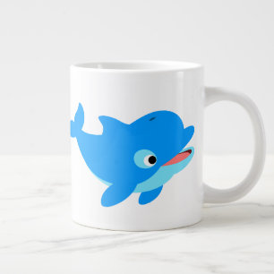 Cute Curious Cartoon Dolphin Giant Coffee Mug