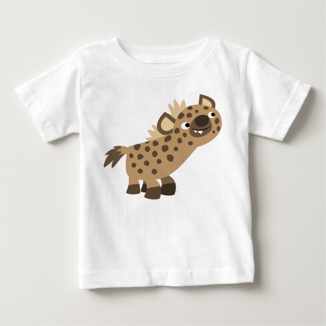 Cute Curious Cartoon Hyena Baby T-Shirt (Front)