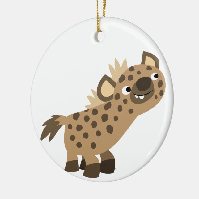 Cute Curious Cartoon Hyena Ornament (Left)