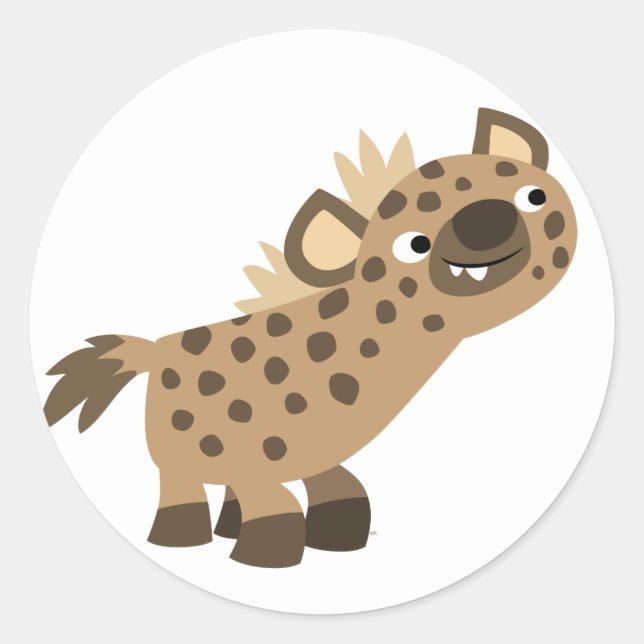 Cute Curious Cartoon Hyena Sticker (Front)
