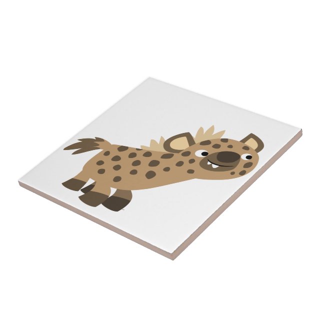 Cute Curious Cartoon Hyena Tile (Side)